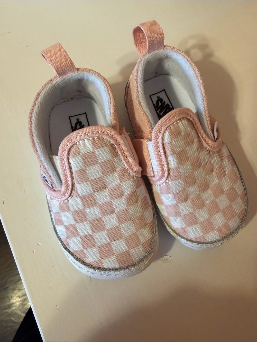 Vans Baby Slip-On Checkerboard Sneakers - Light Pink & White
